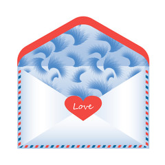 envelope with love declarations on a white background,