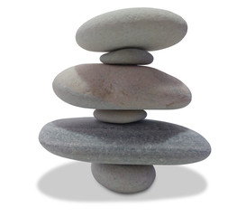 balancing pebbles isolated on white
