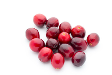 Cranberries top view. Red, ripe cranberries macro view.