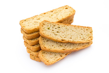 Garlic and herb bread slices. Eco food.