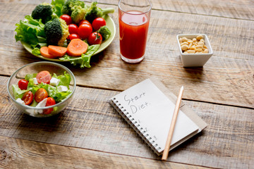 concept diet, slimming plan with vegetables mock up
