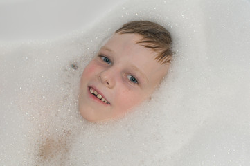 Child boy bathing