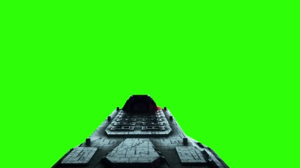 Futuristic space ship. Realistic 4k animation. Green screen.