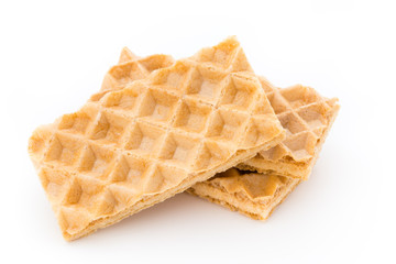 Waffle with crem isolated on white background.