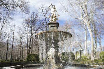 Beautiful fountains of water in the royal gardens of the palace