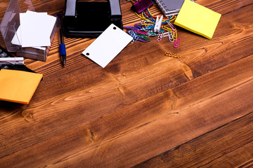 stationery: notebook, clips, pen, blanks, wallet, rubber, hole puncher, calculator