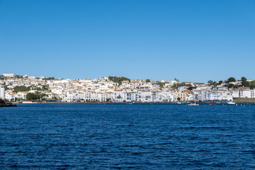View of Cadaques and the Mediterranean seaside, traditional vill
