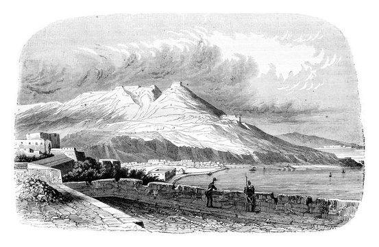 An Oran View, Algeria, vintage engraving.