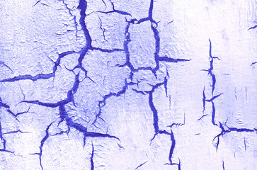 Old Damaged Cracked Paint Wall, Grunge Background, blue color