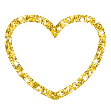 gold frame heart on white