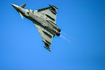 FAIRFORD, UK - JULY 16, 2006: Eurofighter Typhoon aircraft performs at the Royal international air tattoo in Fairford, Gloucestershire, England.