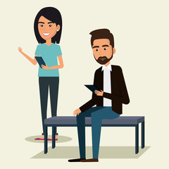 People using smartphone characters vector illustration design