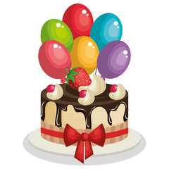 happy birthday invitation with sweet cake vector illustration design