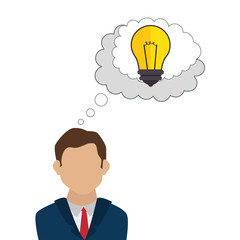 businessman character avatar with idea icon vector illustration design