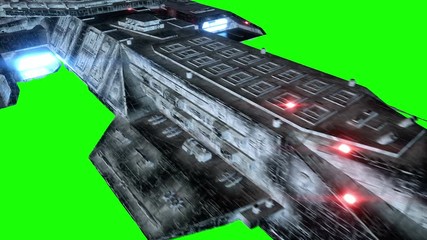 Futuristic space ship. Realistic 4k animation. Green screen.