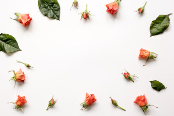 pattern of flowers on white background top view mock up