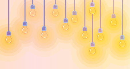 Background with colorful glowing light bulb