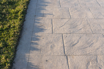 Stamped concrete pavement slate stone pattern, decorative appearance colors and textures of paving...