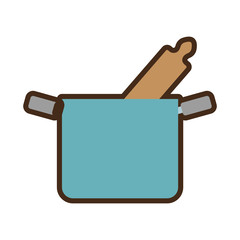 blue pot rolling pin cook kitchenware vector illustration eps 10