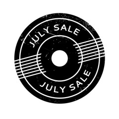 July Sale rubber stamp. Grunge design with dust scratches. Effects can be easily removed for a clean, crisp look. Color is easily changed.