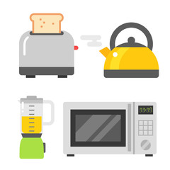Microwave oven and other tools vector illustration.