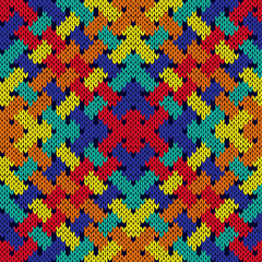 Intertwining seamless knitted pattern in vivid colors