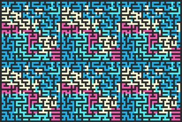 Fototapeta premium Square seamless pattern of colored labyrinth, flat