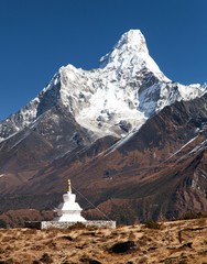 Mount Ama Dablam with stupa near Pangboche village