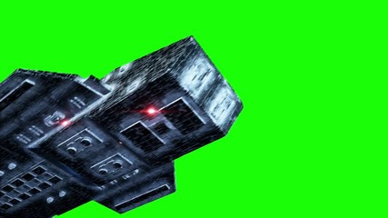 Futuristic space ship. Realistic 4k animation. Green screen.