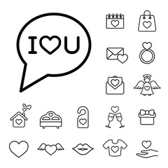 Fototapeta premium i love you line icon black on white icons set