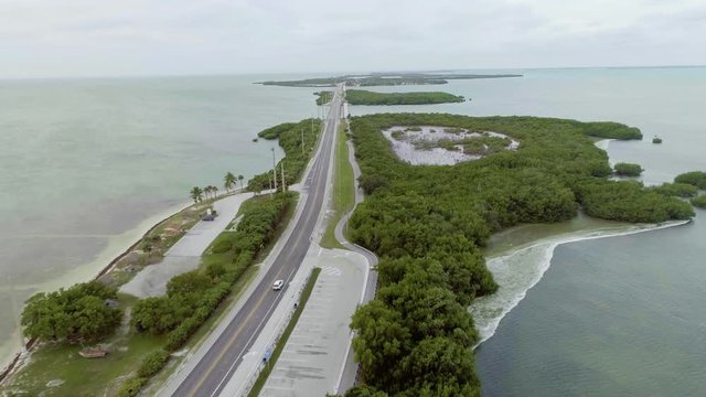Little Duck Key Aerial Drone View Lagoon Atlantic Ocean Florida Keys