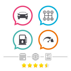 Transport icons. Tachometer and petrol station.