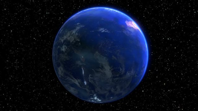 rotating planet earth in space. seamless loop - 3D render