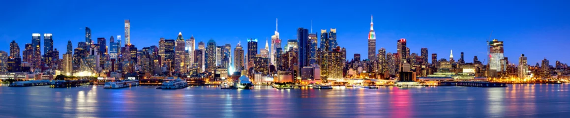 Deurstickers Manhattan Manhattan skyline panorama & 39 s nachts