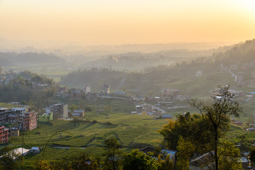 Kathmandu valley at sunset