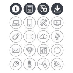 Devices and technologies icons. Usb, wi-fi.