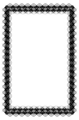 Black and white guilloche vertical frame.  Vector clip art.