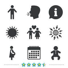 Family lifetime icons. Couple love and pregnancy.