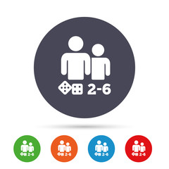 Board games sign icon. 2-6 players symbol.