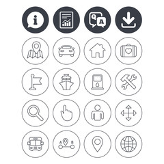 GPS navigation icon. Car, Bus and Ship transport.