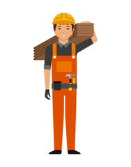 construction worker cartoon icon over white background. colorful design. vector illustration