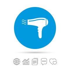 Fototapeta premium Hairdryer sign icon. Hair drying symbol.