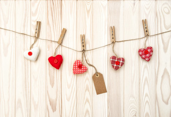 Red hearts wooden texture Valentines day background