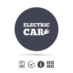Electric car sign icon. Electric vehicle symbol.