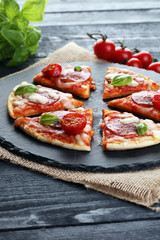 Hot true PEPPERONI ITALIAN PIZZA with salami and cheese. TOP VIE
