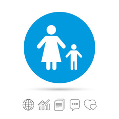 One-parent family with one child sign icon.