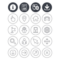 GPS navigation icons. Car and Ship transport.