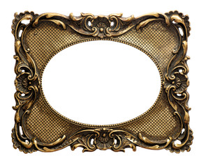 Golden picture frame white background Vintage object