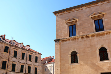 Fototapeta na wymiar Historic buildings in Dubrovnik, Croatia. Dubrovnik is popular tourist destination and UNESCO World Heritage Site. 