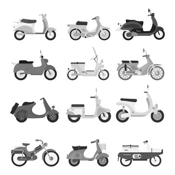 Retro vector scooter silhouette illustration.